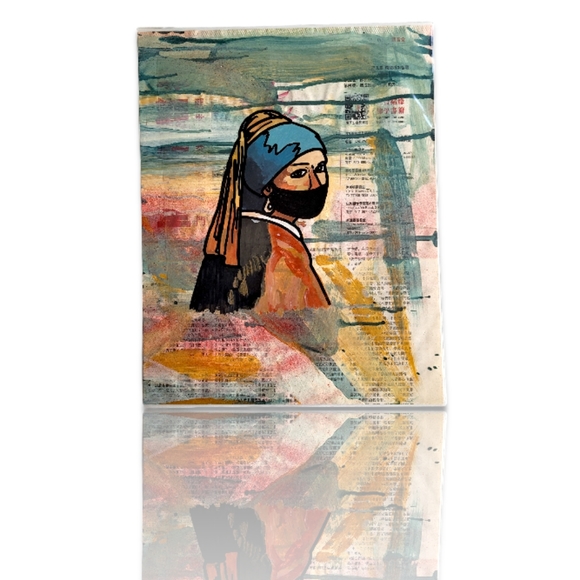 Girl With a Pearl Earring Mixed Media Painting, Vermeer, 11x14 - Picture 2 of 7